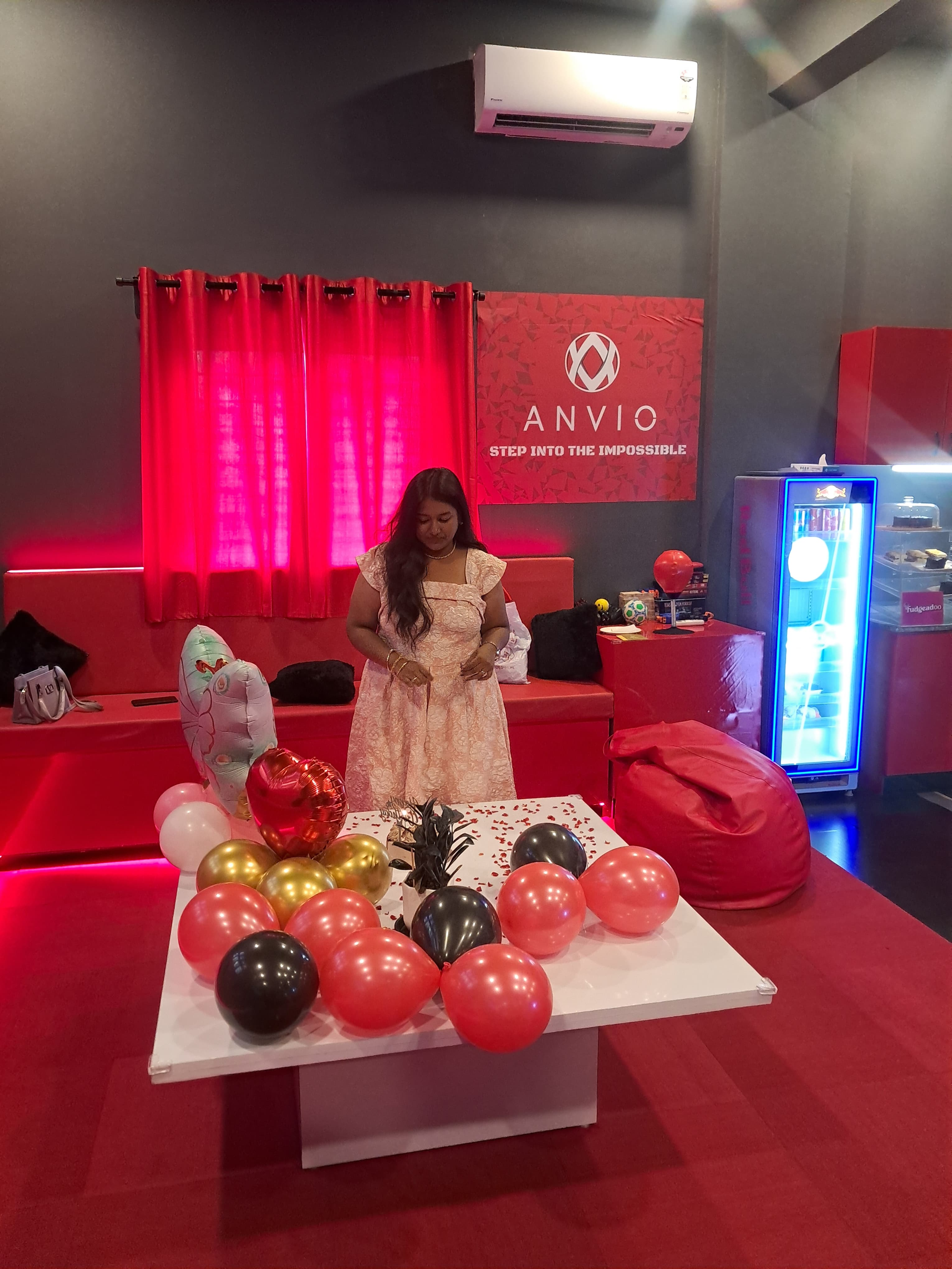 Birthday celebration at Totem VR arena with balloons and decorations in Koramangala, Bangalore