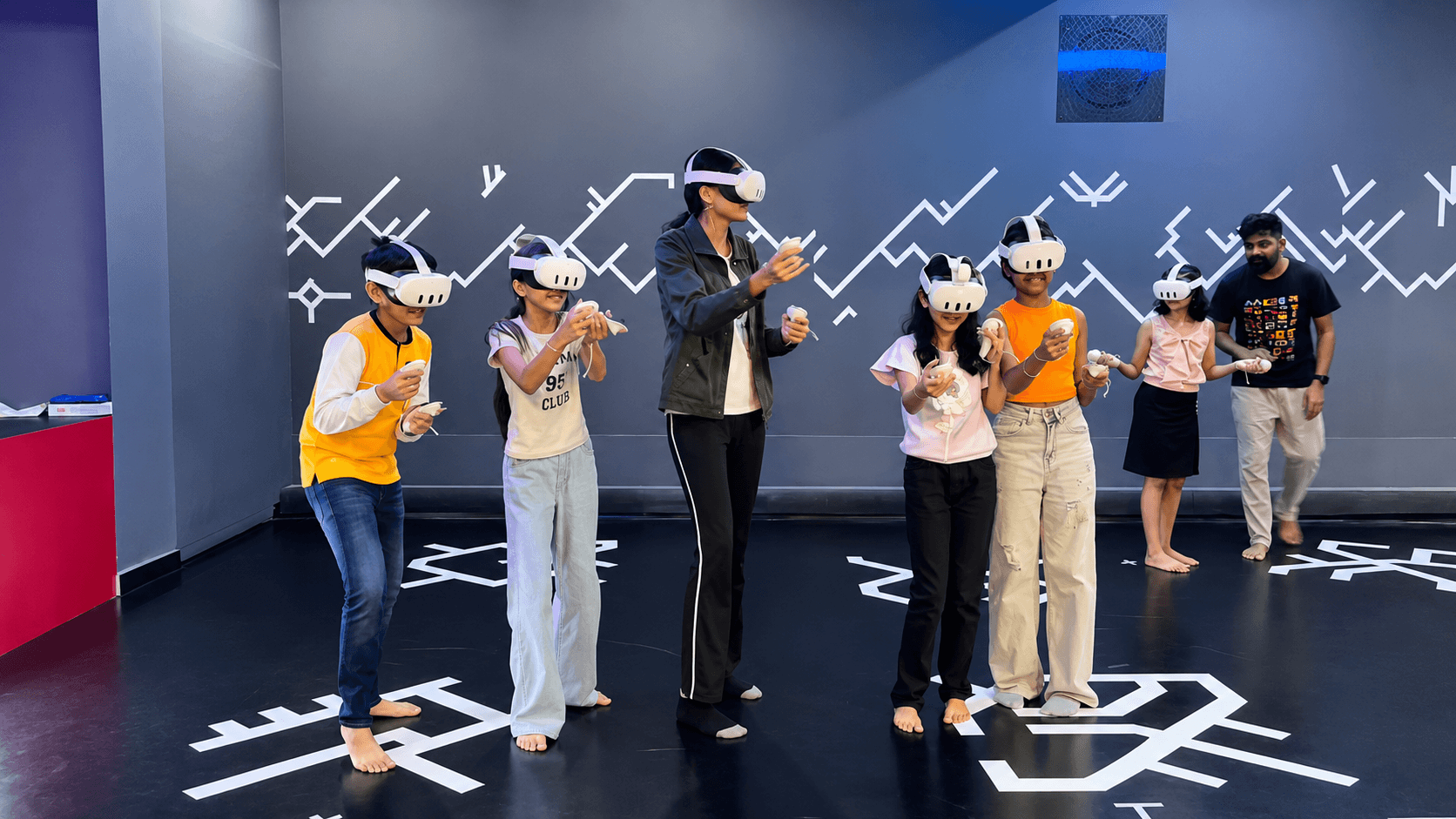 A birthday group playing VR together at Totem Bengaluru