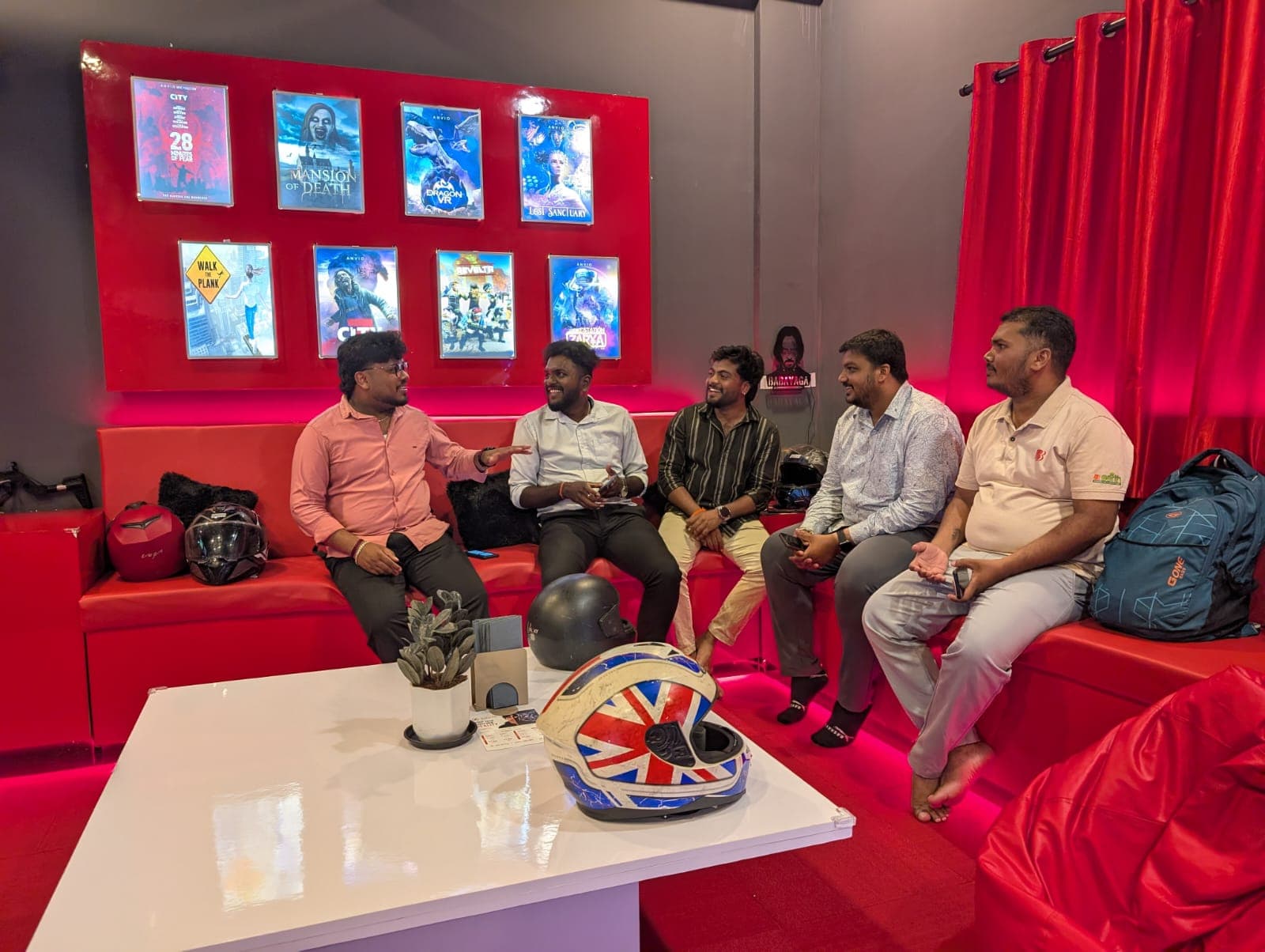 Corporate team debrief after a VR session at Totem